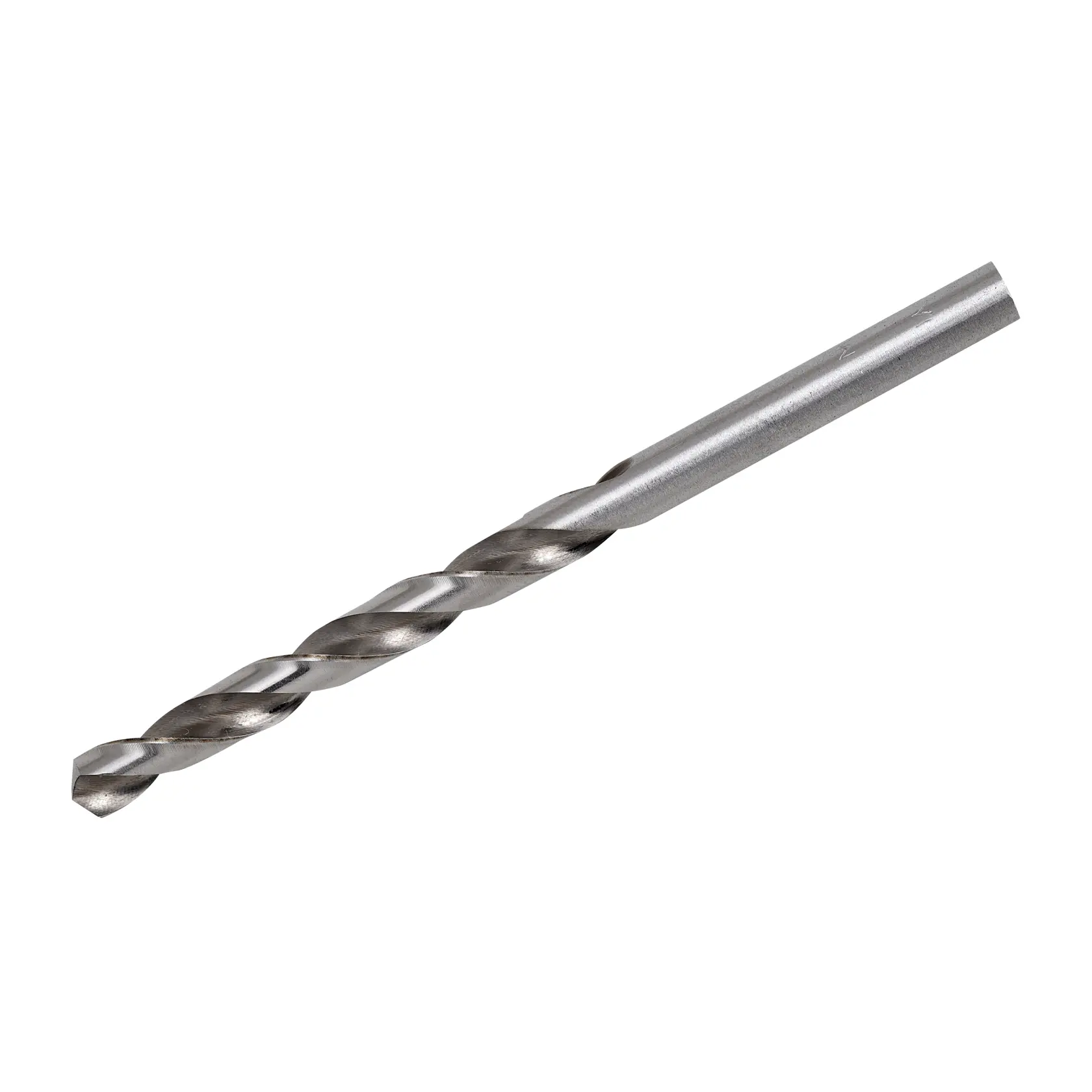 Broca helicoidal para metal STANLEY STA50055B, ángulo lateral, acabado plateado, fotografía de producto.