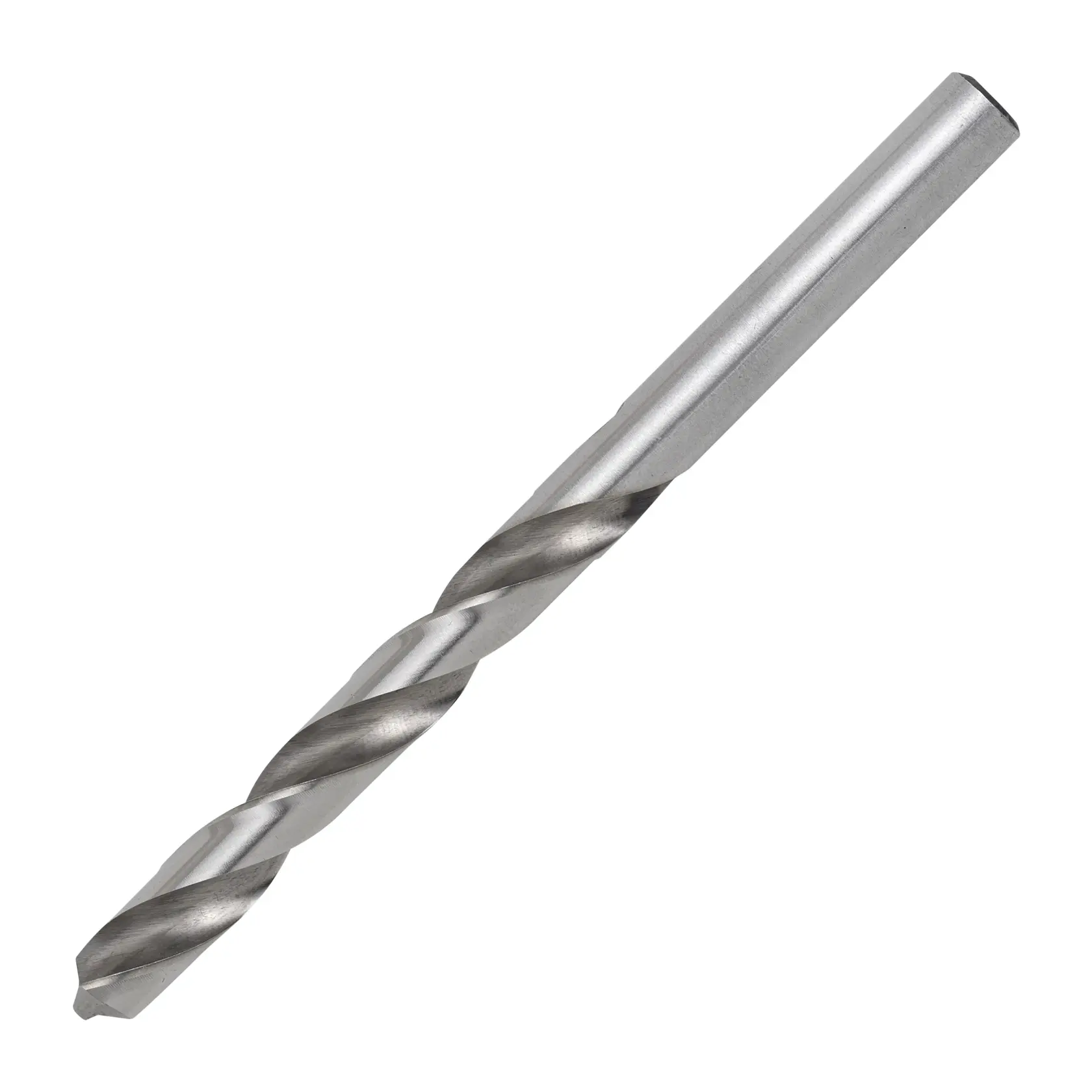 Fotografía de broca para metal STANLEY STA50080C, acabado plateado, ángulo diagonal, fondo blanco.