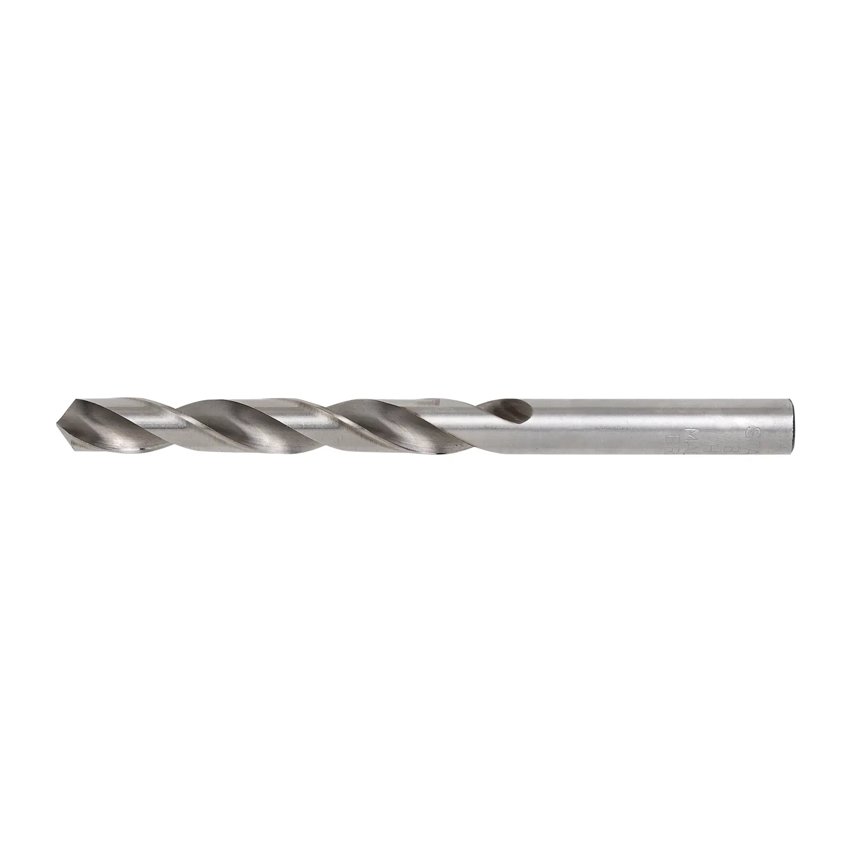 Broca helicoidal para metal STANLEY STA50085C, acabado plateado, foto lateral del producto sobre fondo blanco.