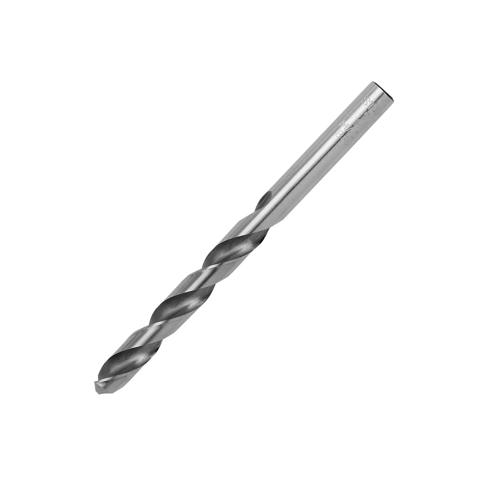 Broca helicoidal para metal STANLEY STA50090C, acabado plateado, vista lateral, sobre fondo blanco.