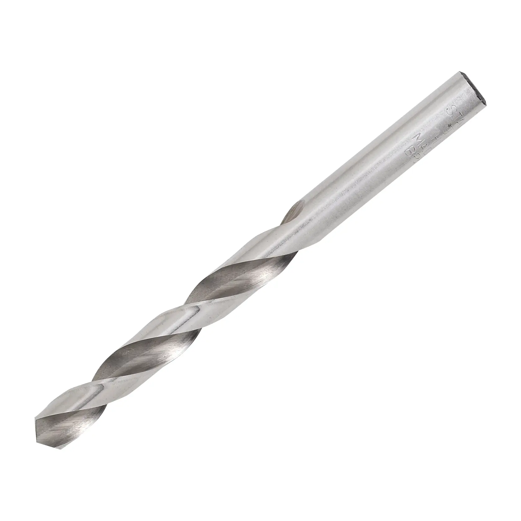 Broca helicoidal para metal STANLEY STA50095C, plateada, vista lateral, para herramientas eléctricas sobre fondo blanco.