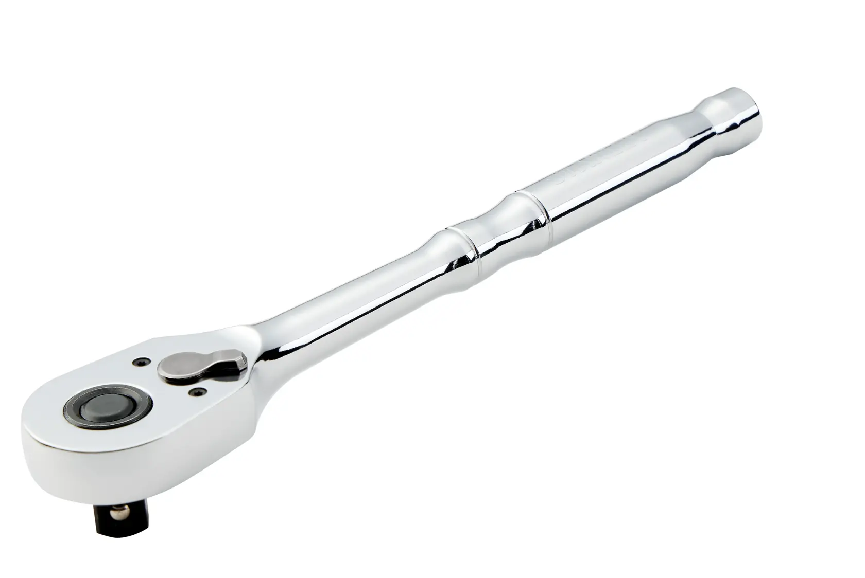 Llave de trinquete STANLEY STMT17988-LA con acabado cromado, fotografía en ángulo lateral sobre fondo blanco.